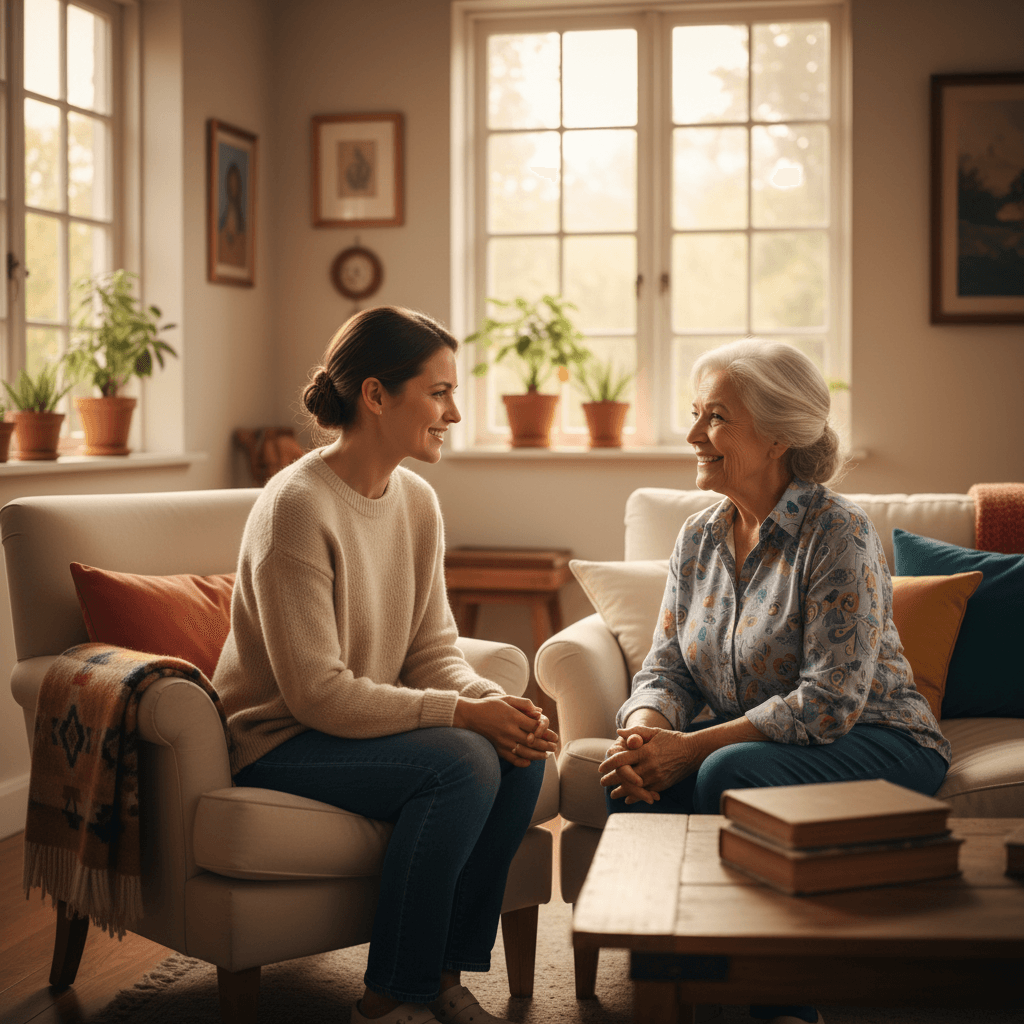 Caregiver providing support to elderly client