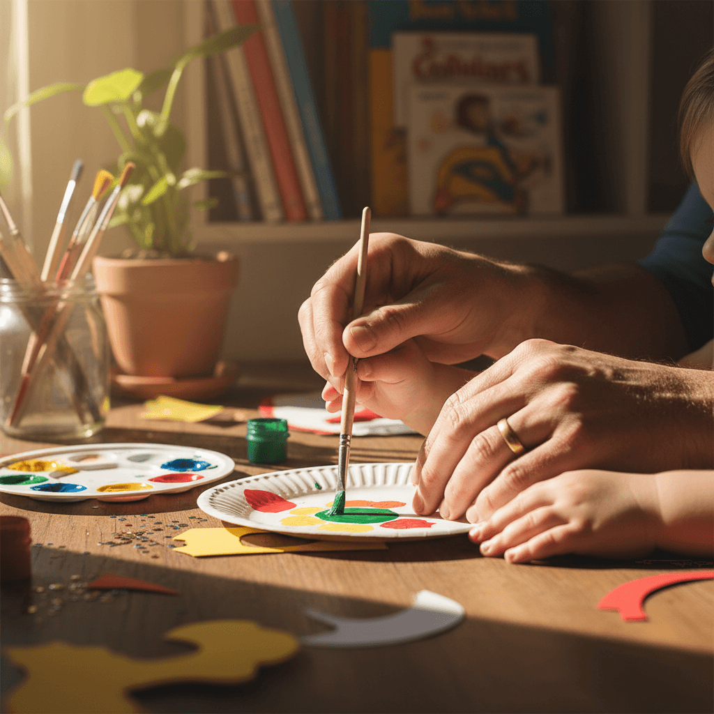 Caregiver and child during respite care activity
